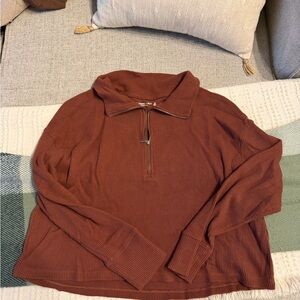 Abercrombie & Fitch Brick Red Half-Zip Sweater
